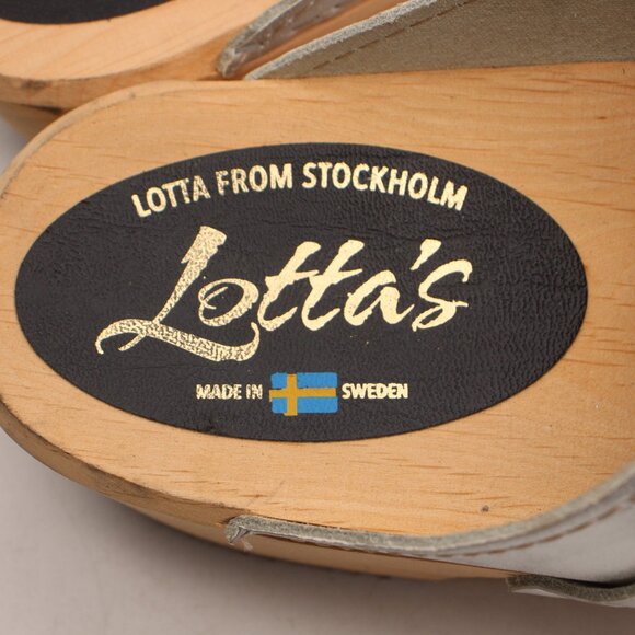 Lotta's From Stockholm Women's Size EU 42 Swedish Silver Clogs Wood - Picture 10 of 12